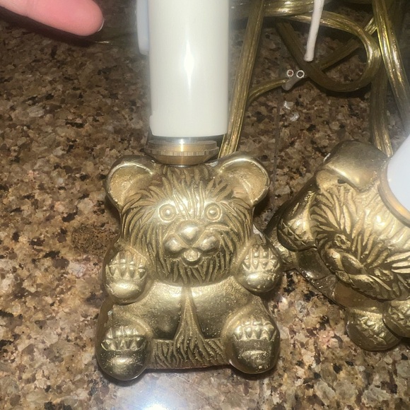 Vintage Brass Teddy Bear Christmas Light Set - Picture 2 of 5